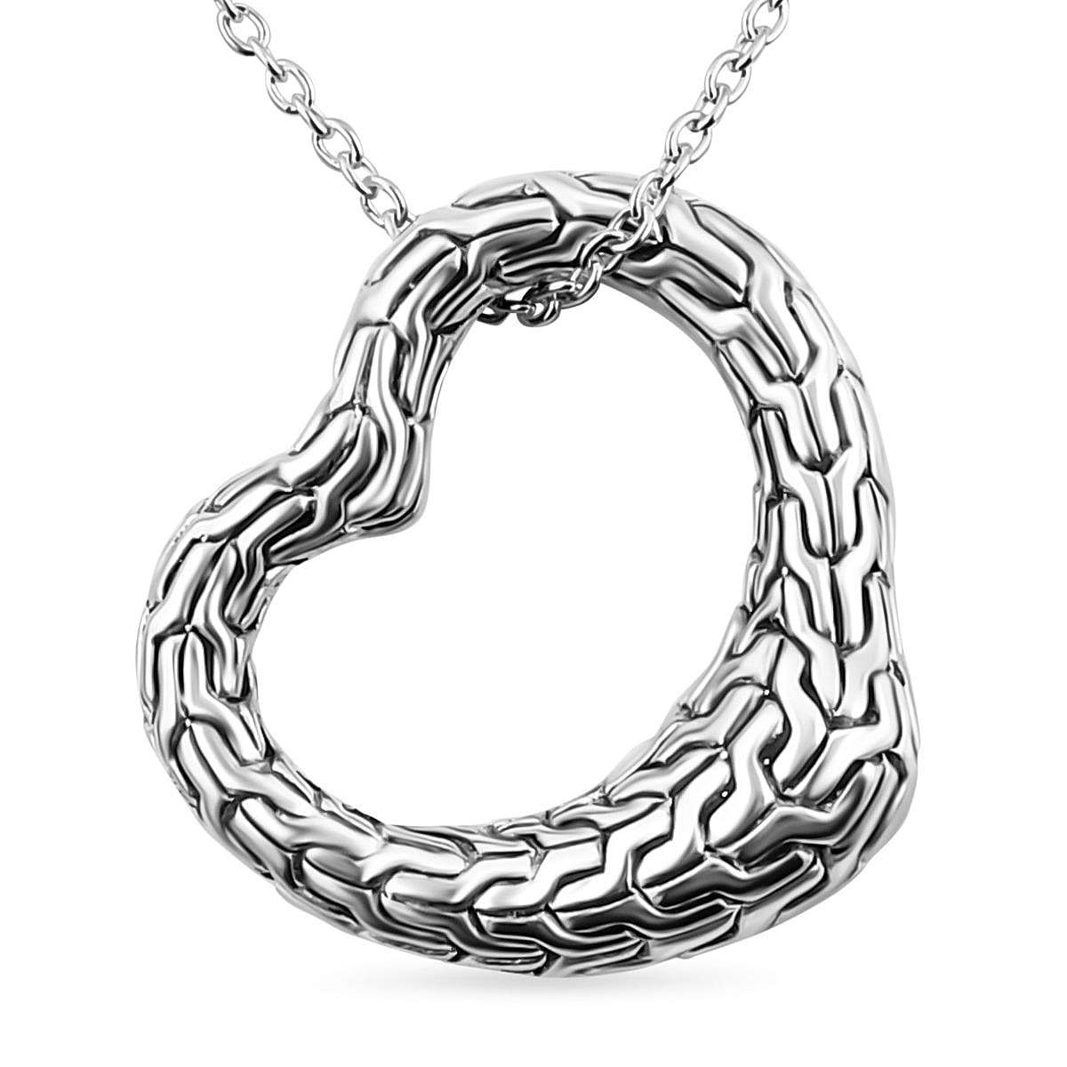 Royal Bali - Handmade Sterling Silver Heart Tulang Naga Pendant with Chain (Size 20)