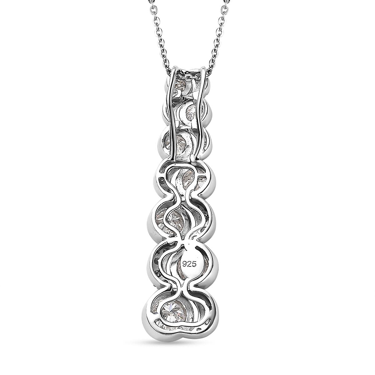 Moissanite Bubble Pendant with Chain (Size 20) in Platinum Overlay Sterling Silver, 2.36 Ct,
