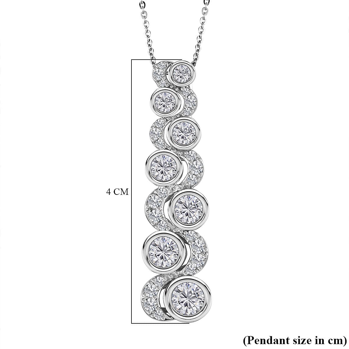 Moissanite Bubble Pendant with Chain (Size 20) in Platinum Overlay Sterling Silver, 2.36 Ct,