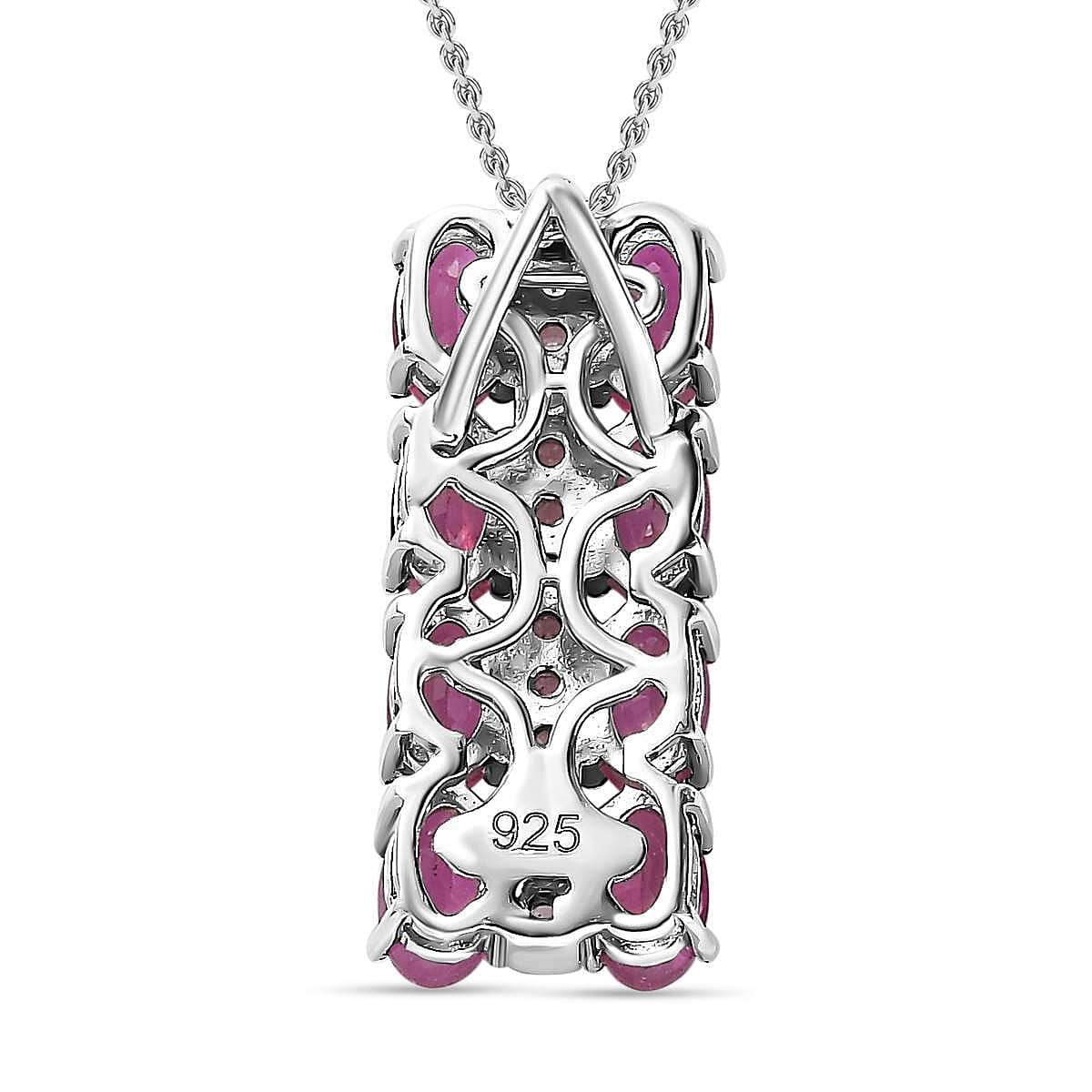 African Ruby & Natural Zircon Pendant with Chain (Size 20) in Platinum Overlay Sterling Silver 2.80 Ct.