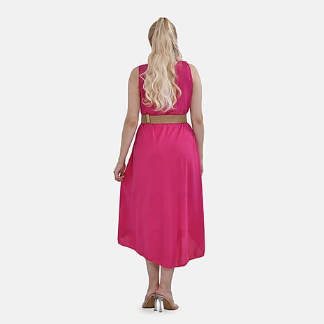 Tamsy Umbrella Dress with Elasticated Belt - Curve Size (20 to 26)  - Pink