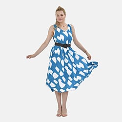 Tamsy Printed Umbrella Dress with Set of 2 Elastic Belt