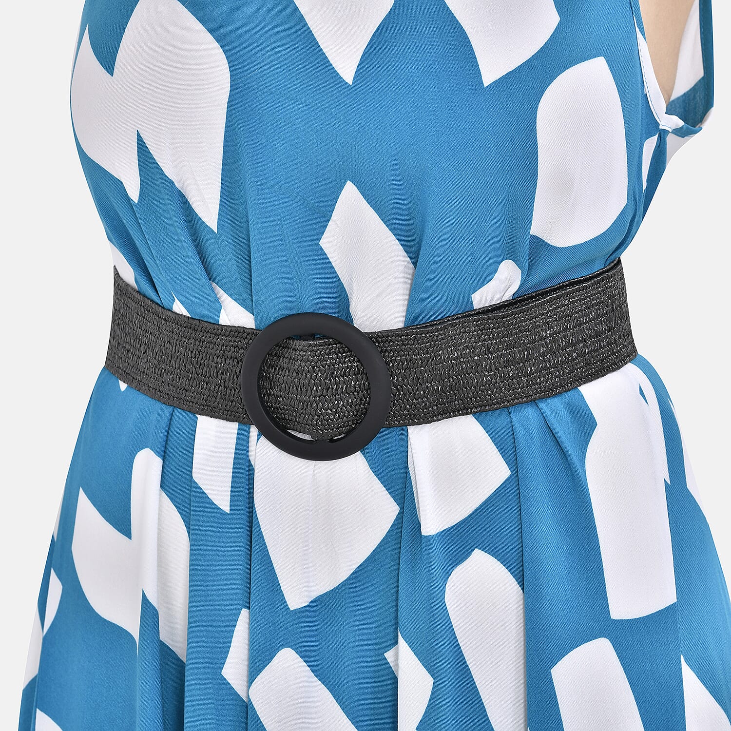 Tamsy Printed Umbrella Dress with Set of 2 Elastic Belt - Green Tamsy Printed Umbrella Dress with Set of 2 Elastic Belt - Green