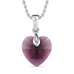 Majestic Blue Colour Crystal Heart Pendant with Chain (Size 20) in Platinum Overlay Sterling Silver 6.820 Ct.