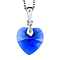 Majestic Blue Colour Crystal Heart Pendant with Chain (Size 20) in Platinum Overlay Sterling Silver 6.820 Ct.