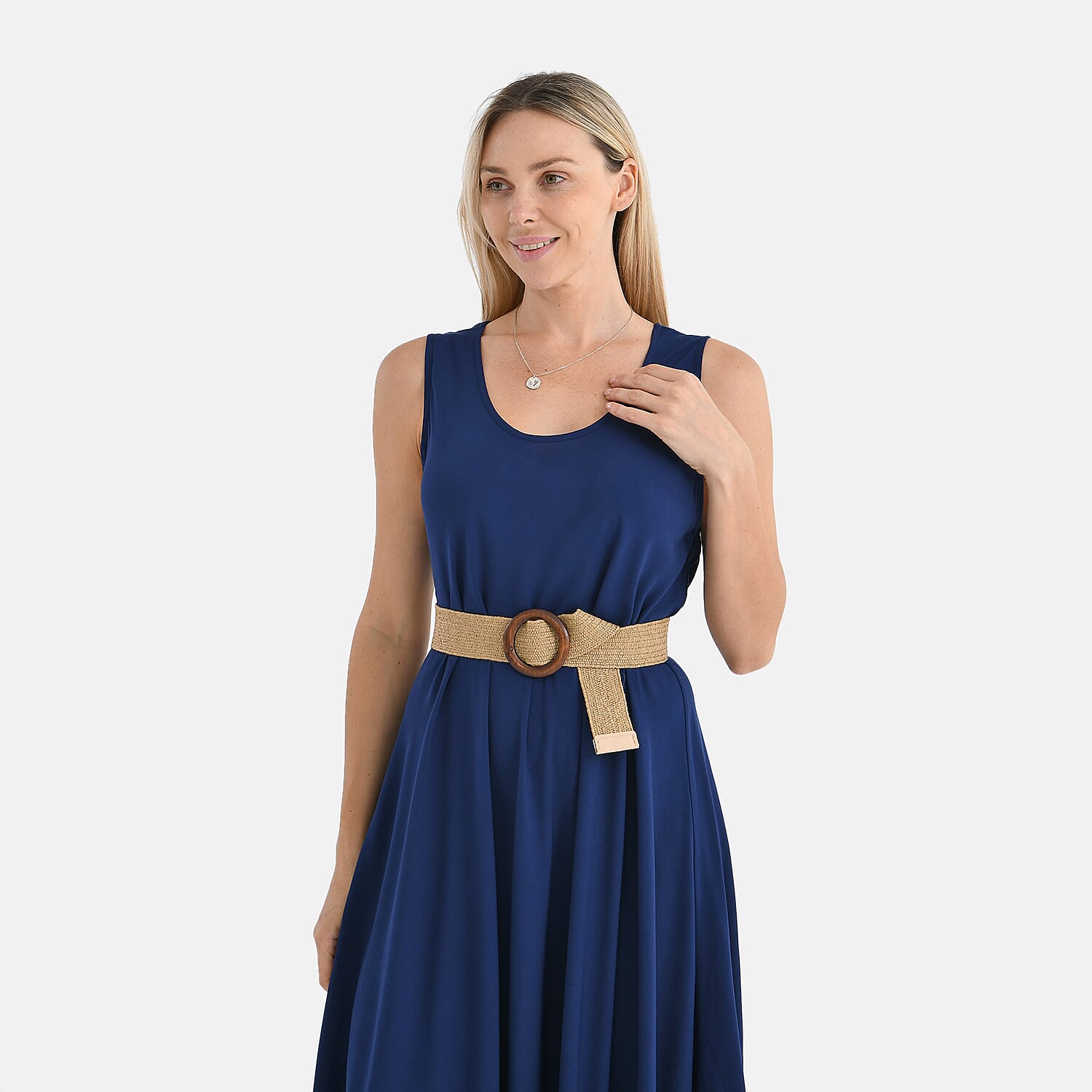 Tamsy - 100% Viscose Navy Umbrella Dress with Belt (One Size 8-18) - Navy Tamsy - 100% Viscose Navy Umbrella Dress with Belt (One Size 8-18) - Navy