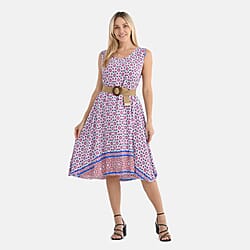 Tamsy - Printed Umbrella Dress with Belt