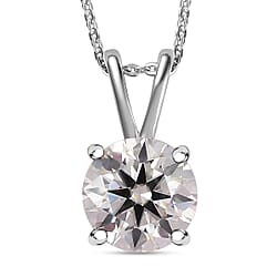 Moissanite Pendant with Chain (Size 20) in Platinum Overlay Sterling Silver 1.100 Ct.
