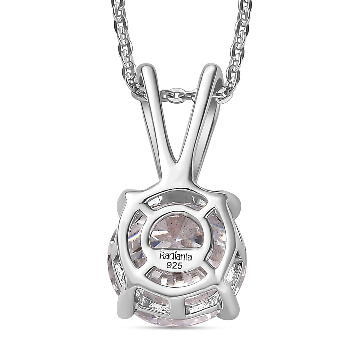 Moissanite Pendant with Chain (Size 20) in Platinum Overlay Sterling Silver 1.10 Ct.