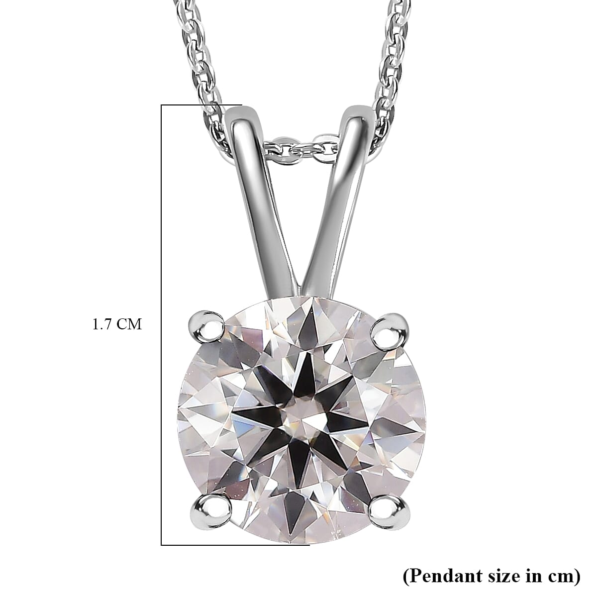 Moissanite Pendant with Chain (Size 20) in Platinum Overlay Sterling Silver 1.10 Ct.