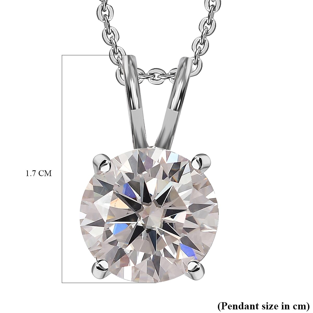 Moissanite Solitaire Pendant with Necklace (Size 20) in Platinum Overlay Sterling Silver 2.00 Ct. Moissanite Solitaire Pendant with Necklace (Size 20) in Platinum Overlay Sterling Silver 2.00 Ct.