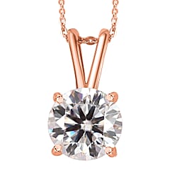 Moissanite Pendant with Chain (Size 20) in Platinum Overlay Sterling Silver 1.100 Ct.