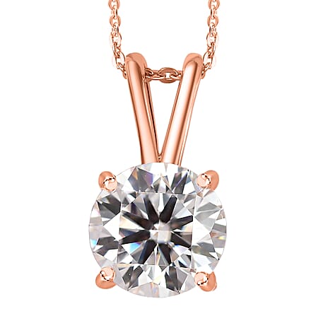 Moissanite Pendant with Chain (Size 20) in Vermeil RG Sterling Silver  1.100  Ct.