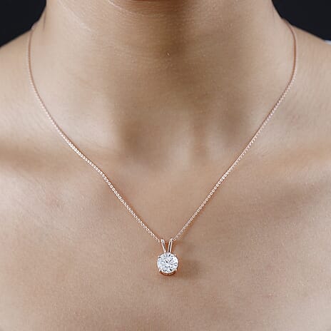 Moissanite Pendant with Chain (Size 20) in Vermeil RG Sterling Silver  1.100  Ct.