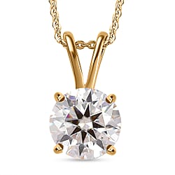 Moissanite Pendant with Chain (Size 20) in Platinum Overlay Sterling Silver 1.100 Ct.
