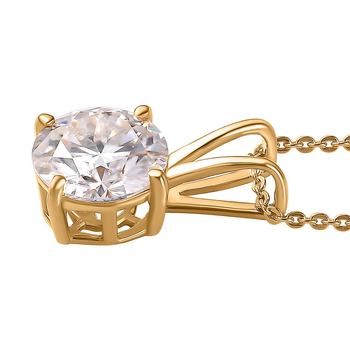 Moissanite Pendant with Chain (Size 20) in Vermeil Yellow Gold Plated Sterling Silver 1.10 Ct.