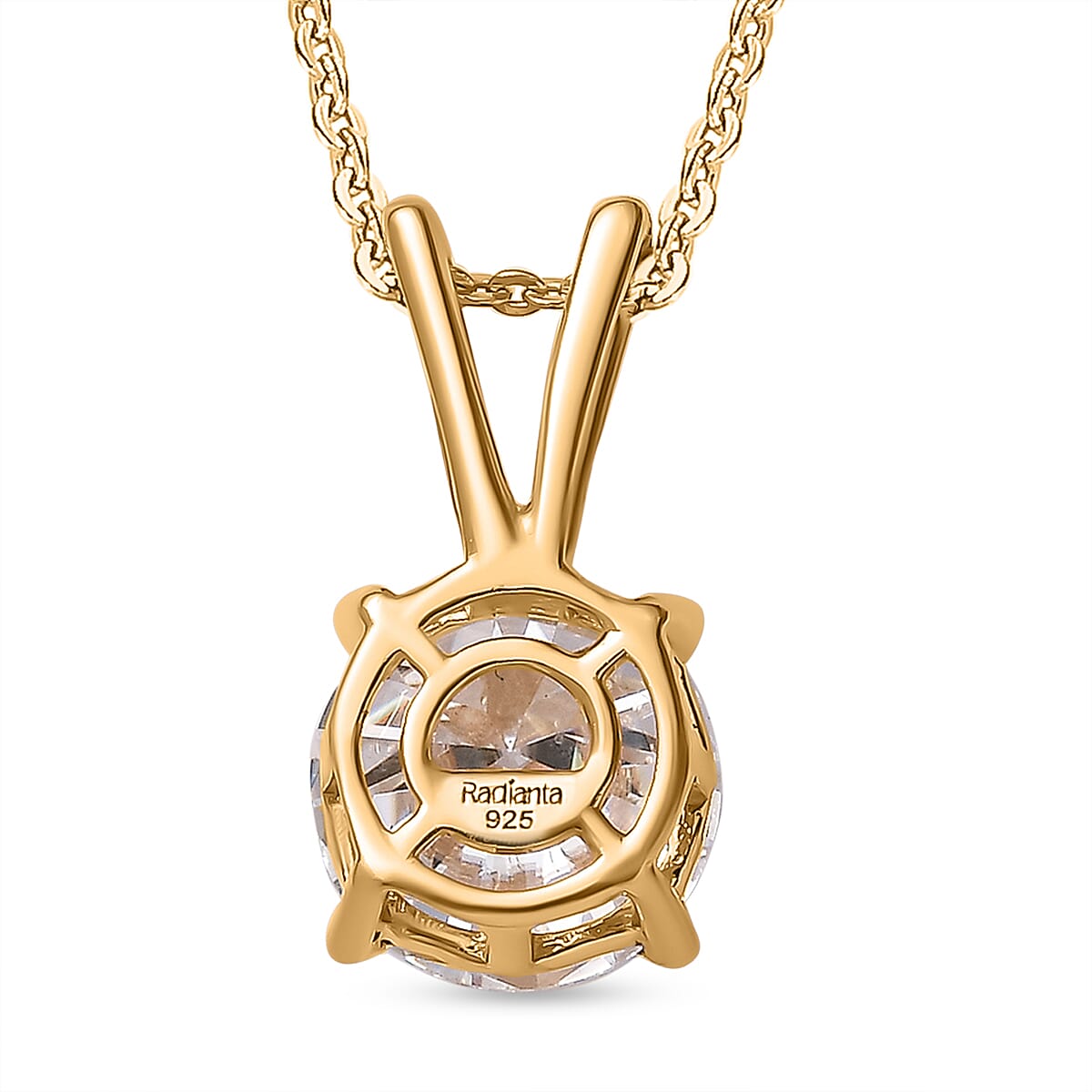 Moissanite Pendant with Chain (Size 20) in Vermeil Yellow Gold Plated Sterling Silver 1.10 Ct.
