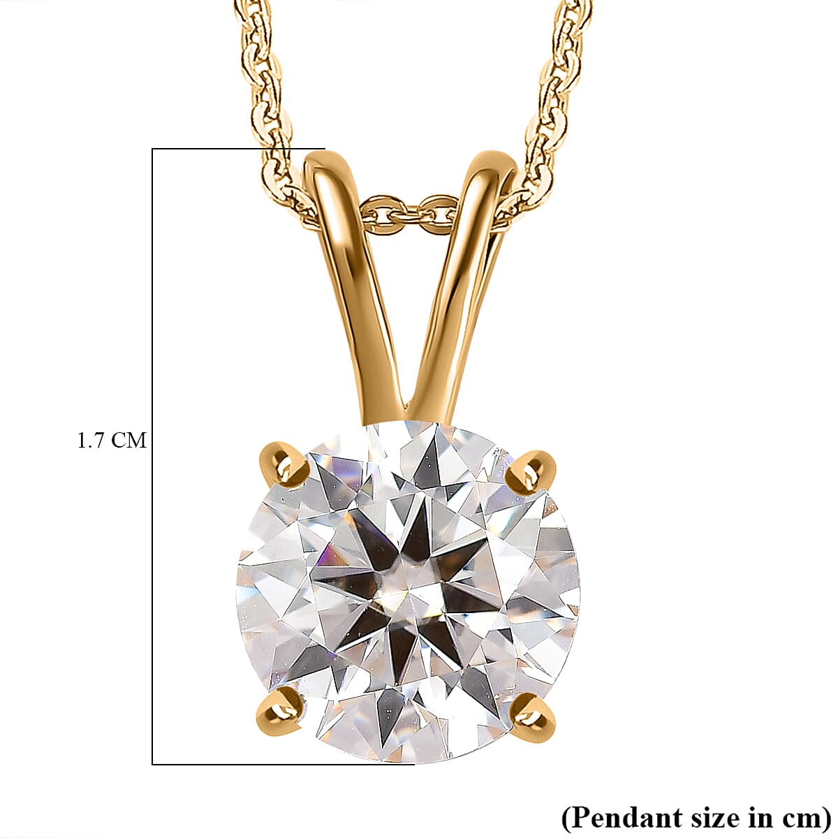Moissanite Pendant with Chain (Size 20) in Vermeil Yellow Gold Plated Sterling Silver 1.10 Ct.