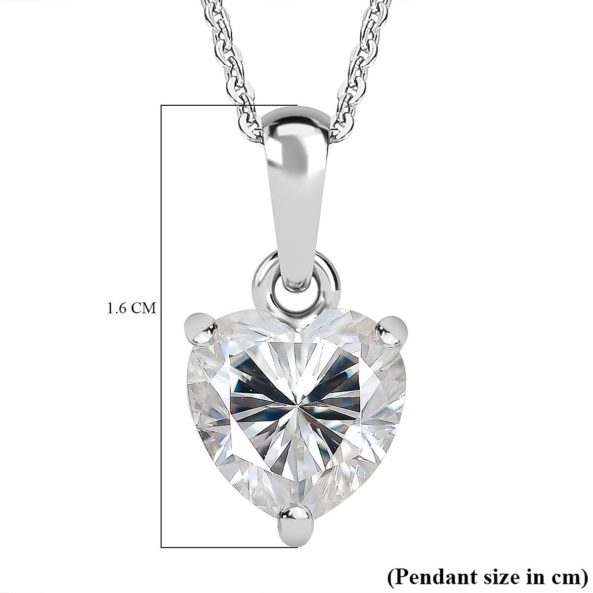 Moissanite Solitaire Pendant with Chain (Size 20) in Platinum Overlay Sterling Silver 1.81 Ct.