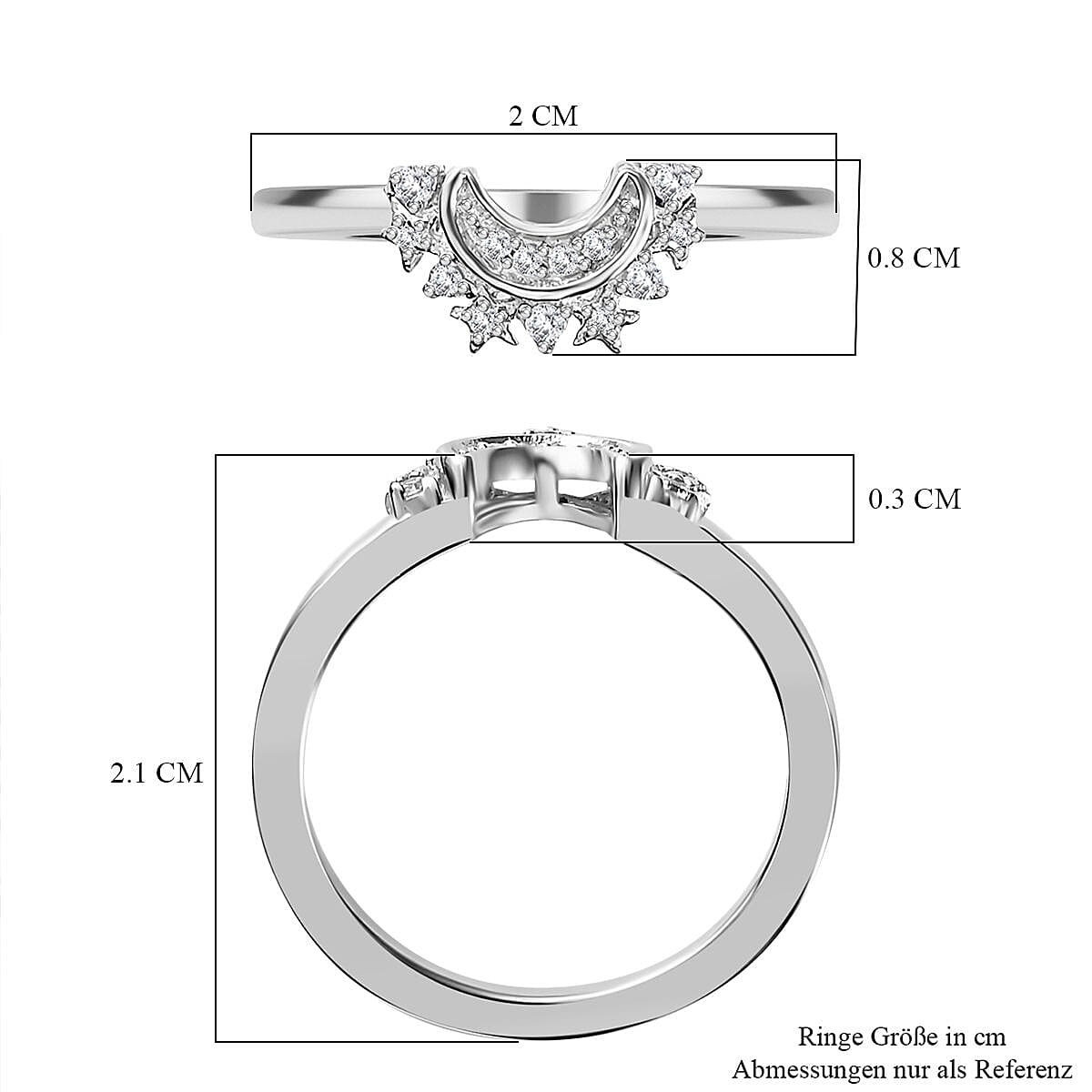 Set of 2 - Cubic Zirconia Stackable Ring in Platinum and 18K Vermeil YG Plated Sterling Silver