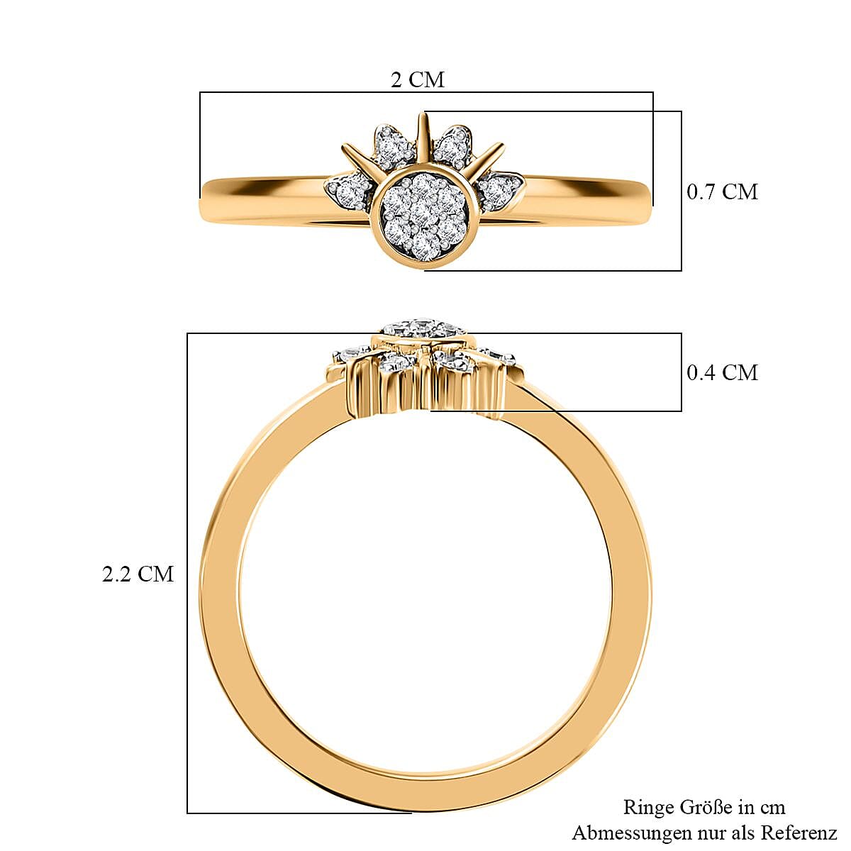 Set of 2 - Cubic Zirconia Stackable Ring in Platinum and 18K Vermeil YG Plated Sterling Silver