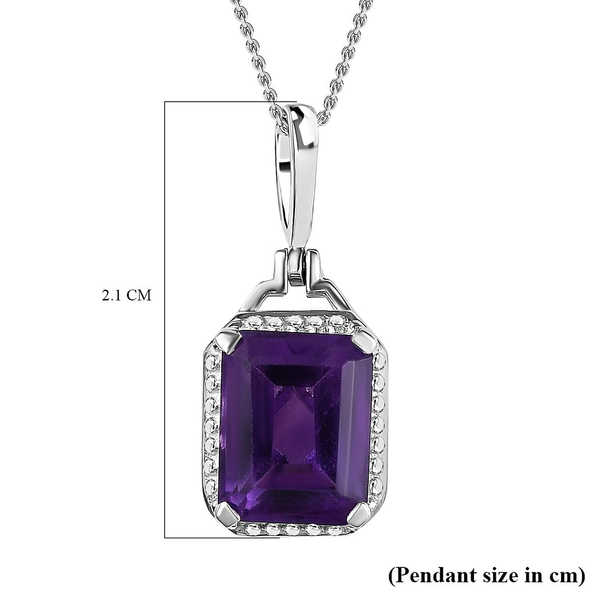 AAA Amethyst Solitaire Halo Pendant with Chain (Size 20) in Platinum Overlay Sterling Silver 2.35 Ct