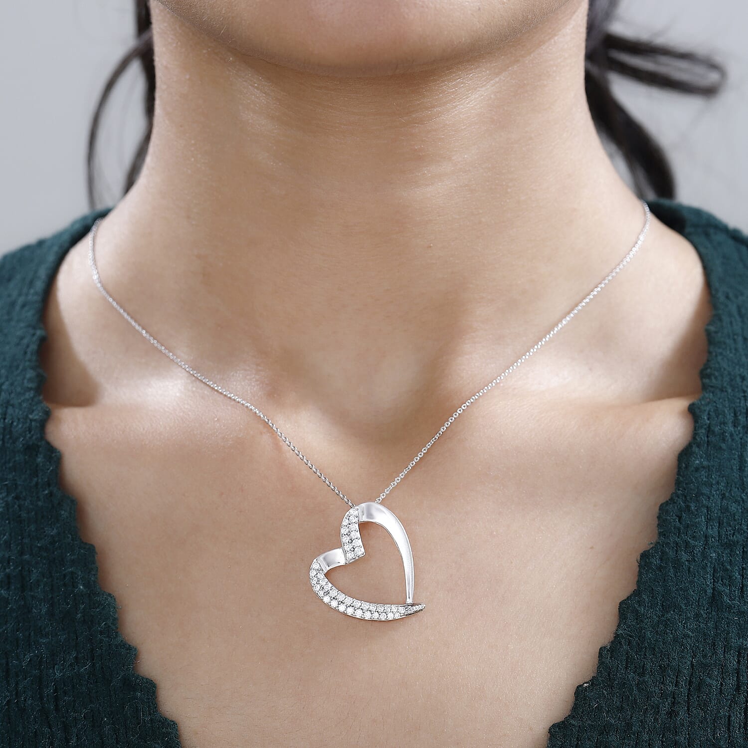 Moissanite Pendant with Chain (Size 20) in Platinum Overlay Sterling Silver 0.31 ct  Silver Wt. 6.96 Gms  0.790  Ct.