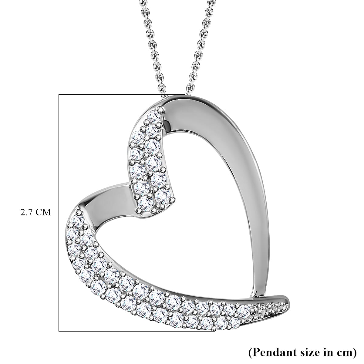 Moissanite Pendant with Chain (Size 20) in Platinum Overlay Sterling Silver 0.31 ct  Silver Wt. 6.96 Gms  0.790  Ct.