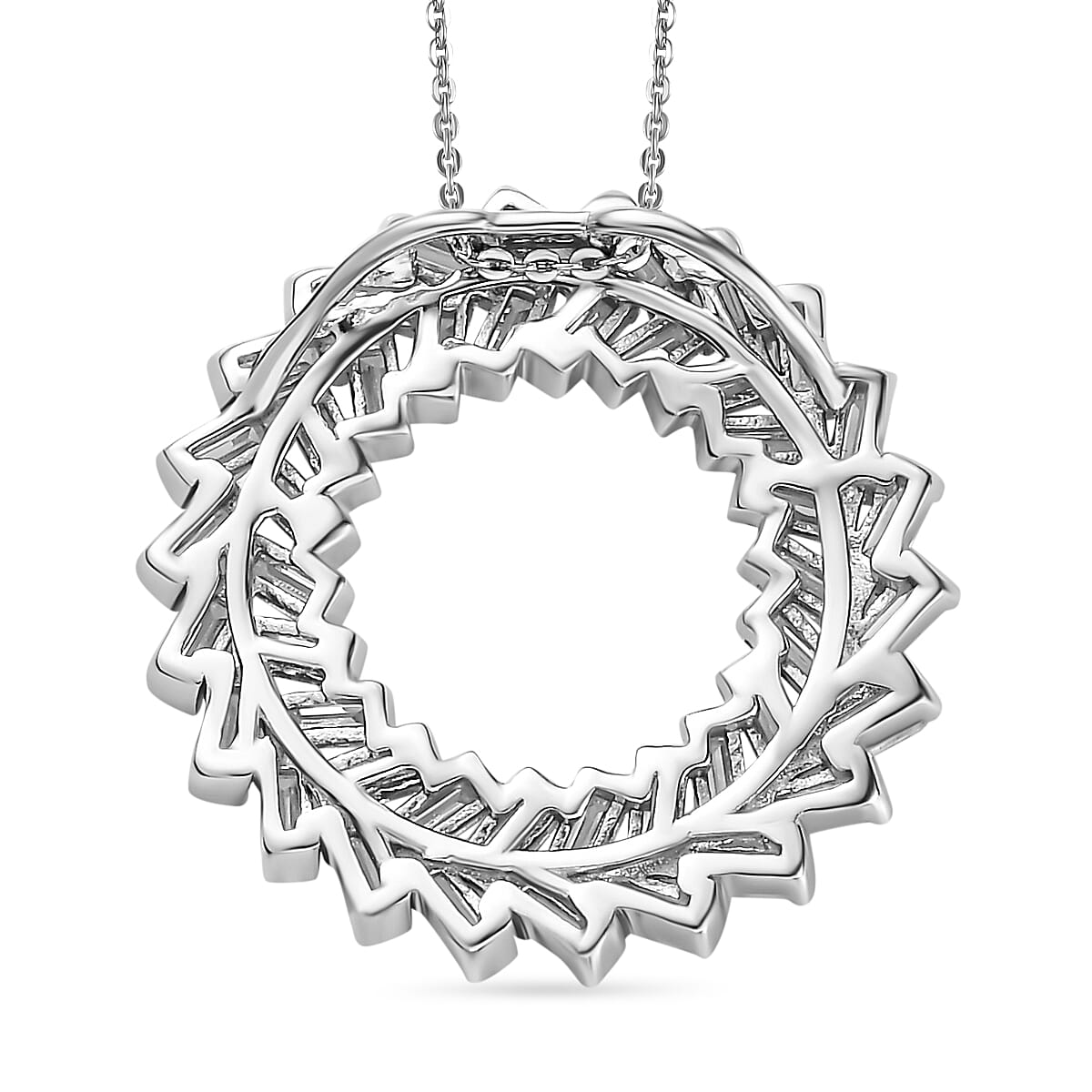 Moissanite Pendant with Chain (Size 20) in Platinum Overlay Sterling Silver 2.25 Ct, Silver Wt 5.35 GM