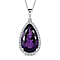 AAA Amethyst & Natural Zircon Drop Pendant with Chain (Size 20) in Platinum Overlay Sterling Silver 18.24 Ct, Silver Wt. 11.11 Gms