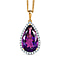 AAA Amethyst and Natural Zircon Drop Pendant with Chain (Size 20) in 18K Vermeil Yellow Gold Plated Sterling Silver