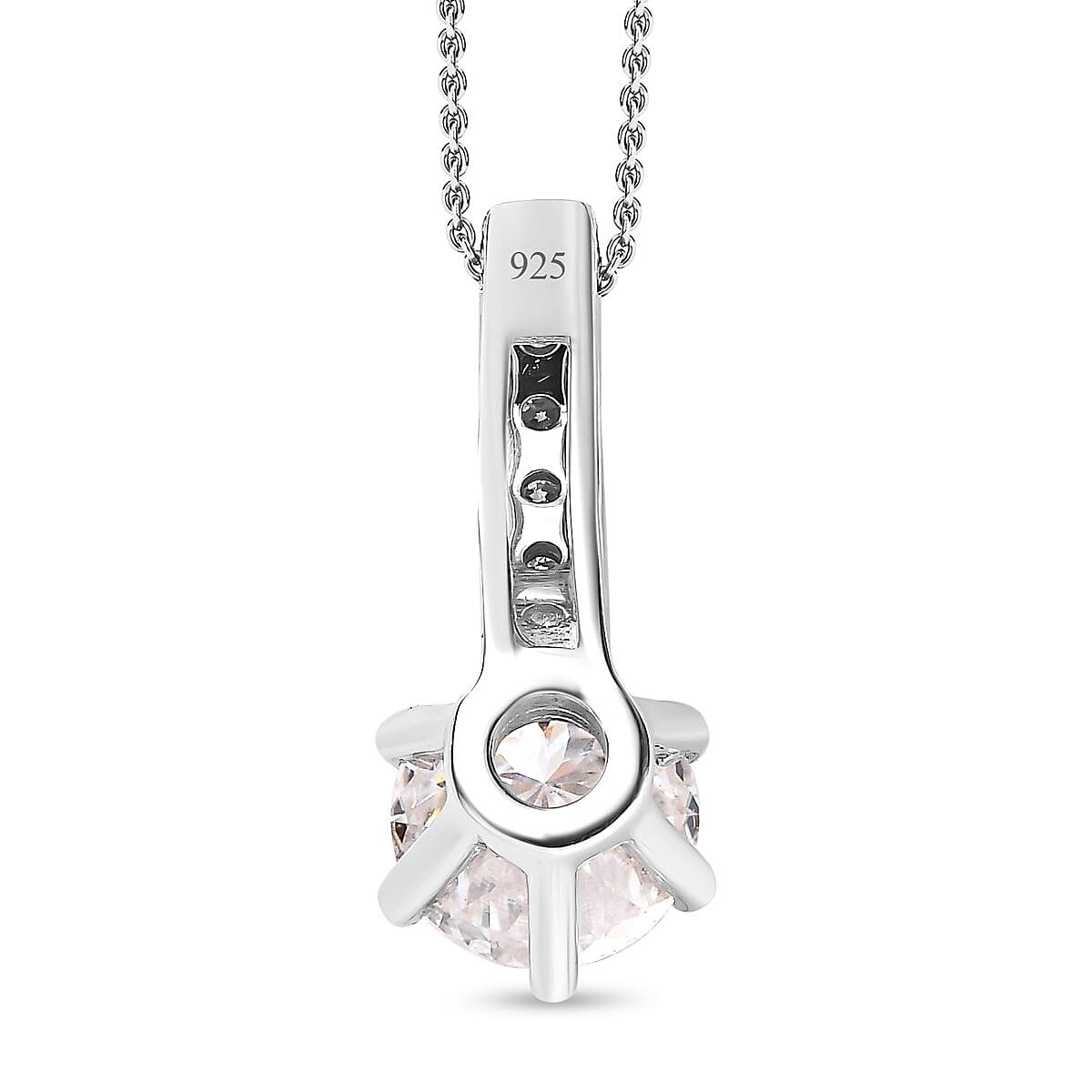 One Time Deal-Moissanite (120 Facets) Pendant with Chain (Size 20) in Platinum Overlay Sterling Silver 3.15 Ct