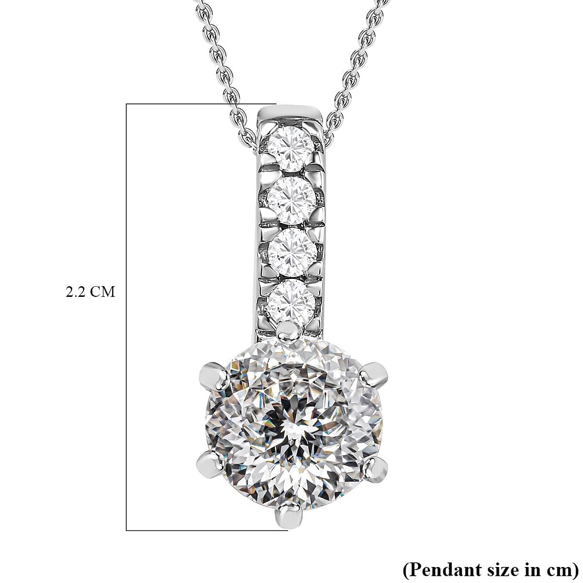 One Time Deal-Moissanite (120 Facets) Pendant with Chain (Size 20) in Platinum Overlay Sterling Silver 3.15 Ct