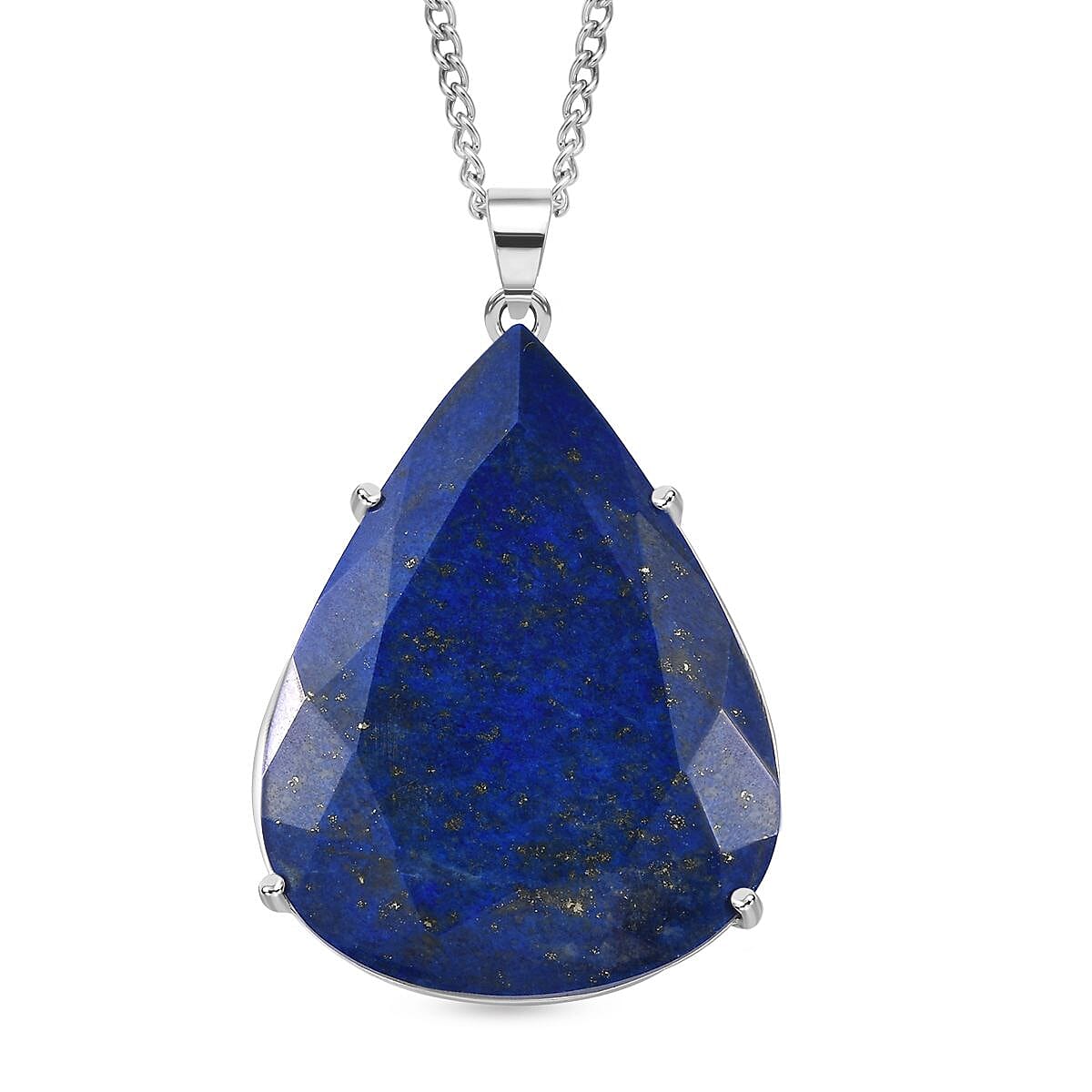 First Time Ever- Lapis Lazuli  Pendant with Chain (Size 20) in Platinum Overlay Sterling Silver 103.00 Ct, Silver Wt 12.25 GM