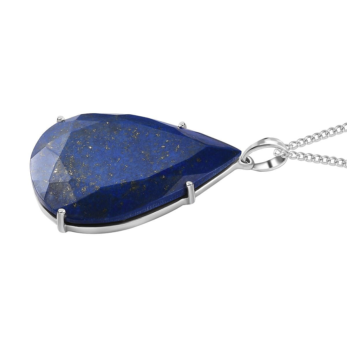 First Time Ever- Lapis Lazuli  Pendant with Chain (Size 20) in Platinum Overlay Sterling Silver 103.00 Ct, Silver Wt 12.25 GM