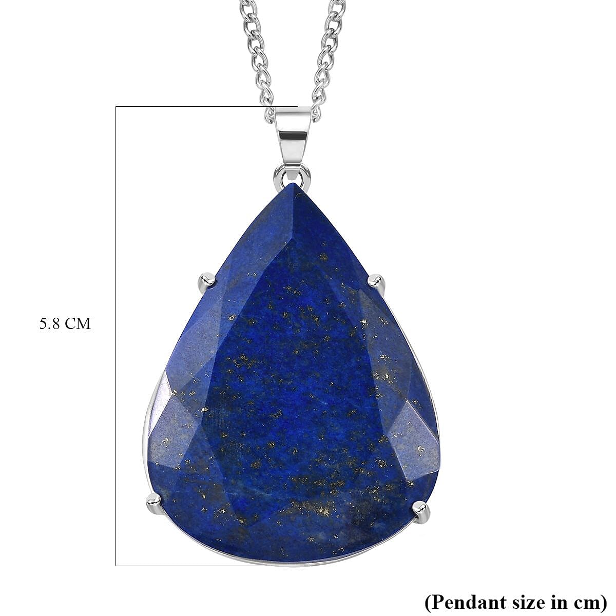First Time Ever- Lapis Lazuli  Pendant with Chain (Size 20) in Platinum Overlay Sterling Silver 103.00 Ct, Silver Wt 12.25 GM
