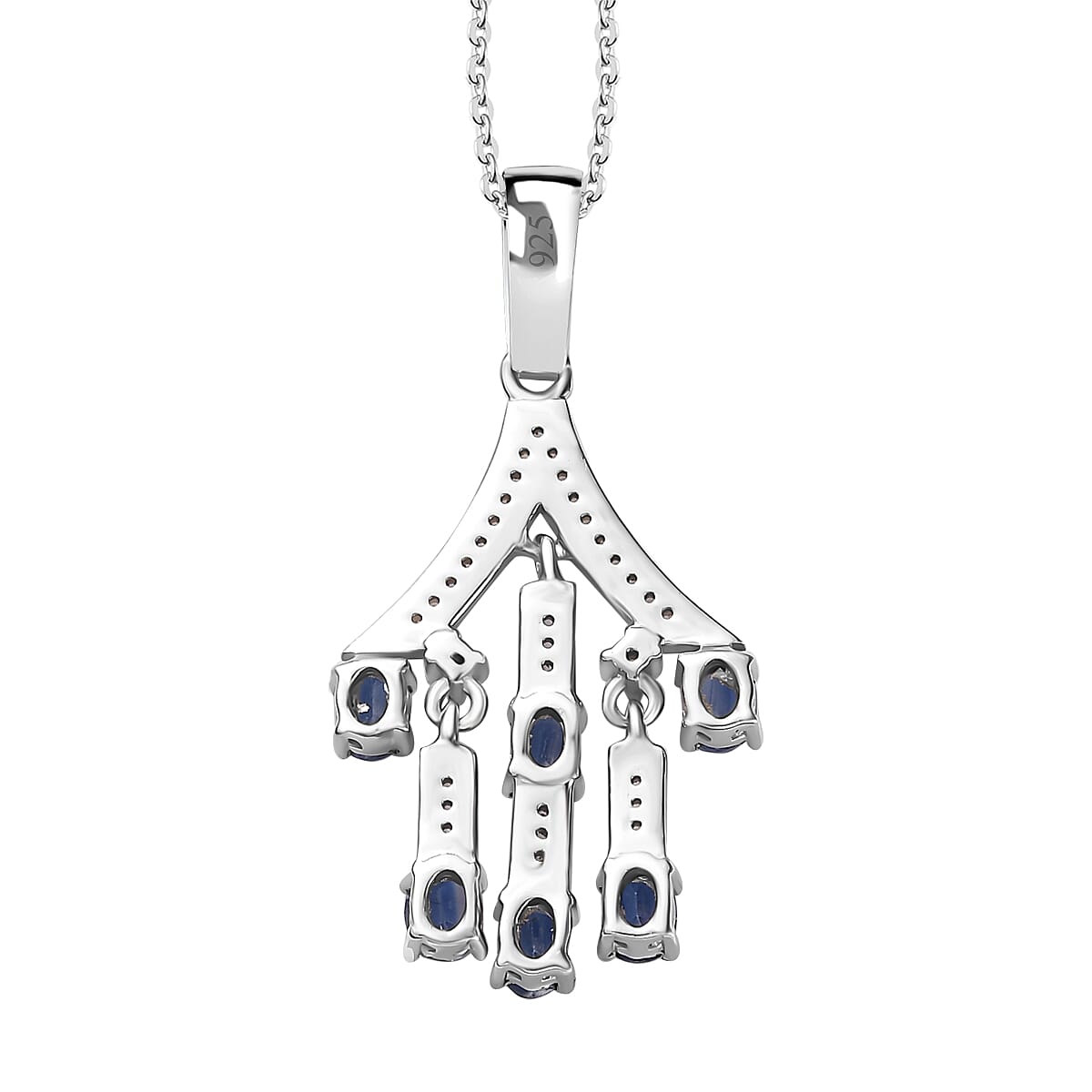 Natural Himalayan Kyanite & Natural Zircon Pendant with Chain (Size 20) in Platinum Overlay Sterling Silver 2.00 Ct