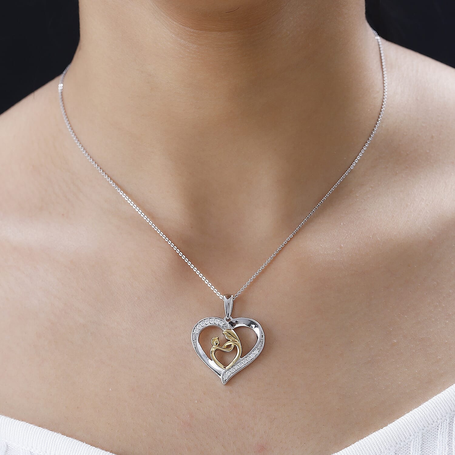 Moissanite Pendant with Chain (Size 20) in Platinum Overlay Sterling Silver Silver Wt. 6.4 Gms