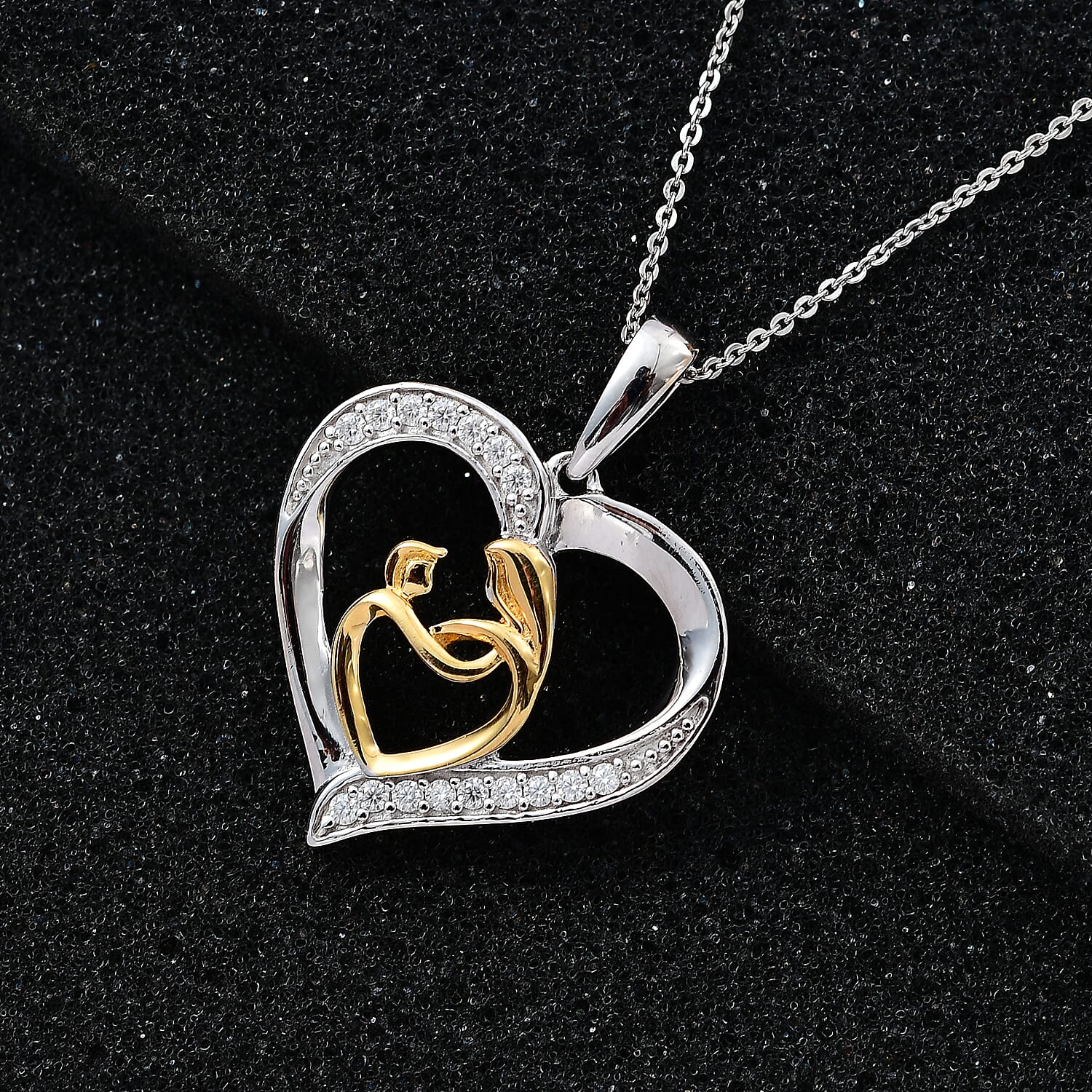 Moissanite Pendant with Chain (Size 20) in Platinum Overlay Sterling Silver Silver Wt. 6.4 Gms