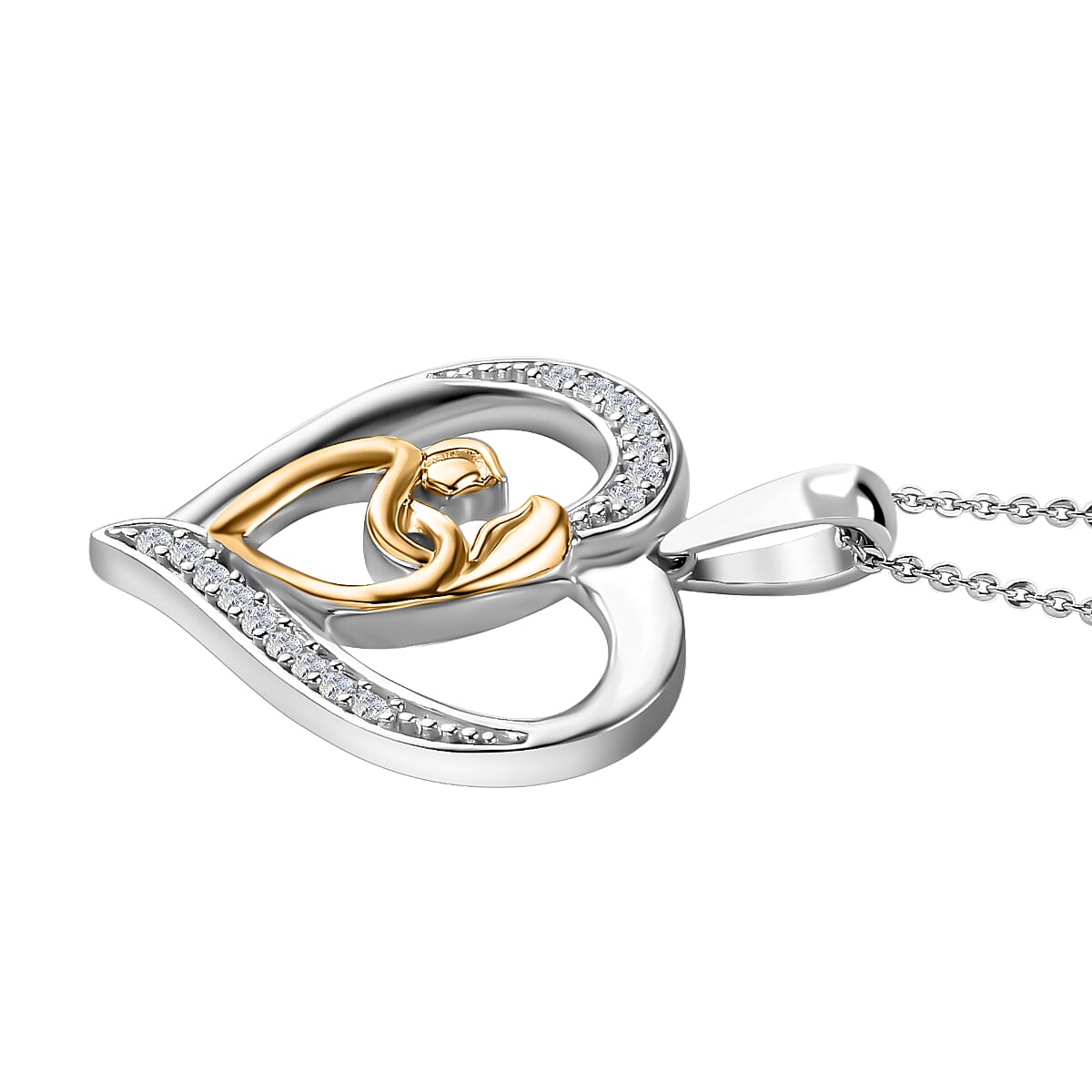 Moissanite Pendant with Chain (Size 20) in Platinum Overlay Sterling Silver Silver Wt. 6.4 Gms