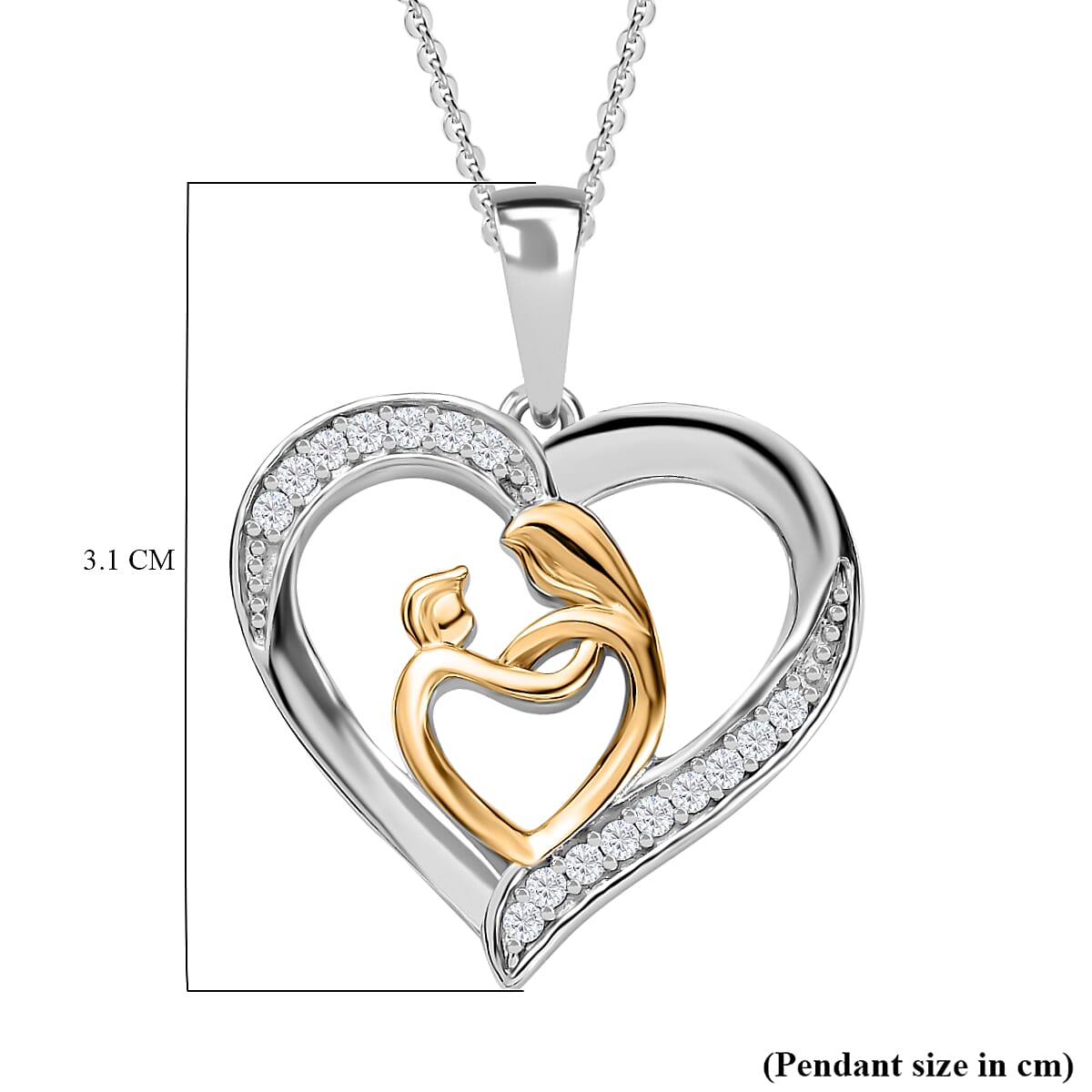 Moissanite Pendant with Chain (Size 20) in Platinum Overlay Sterling Silver Silver Wt. 6.4 Gms