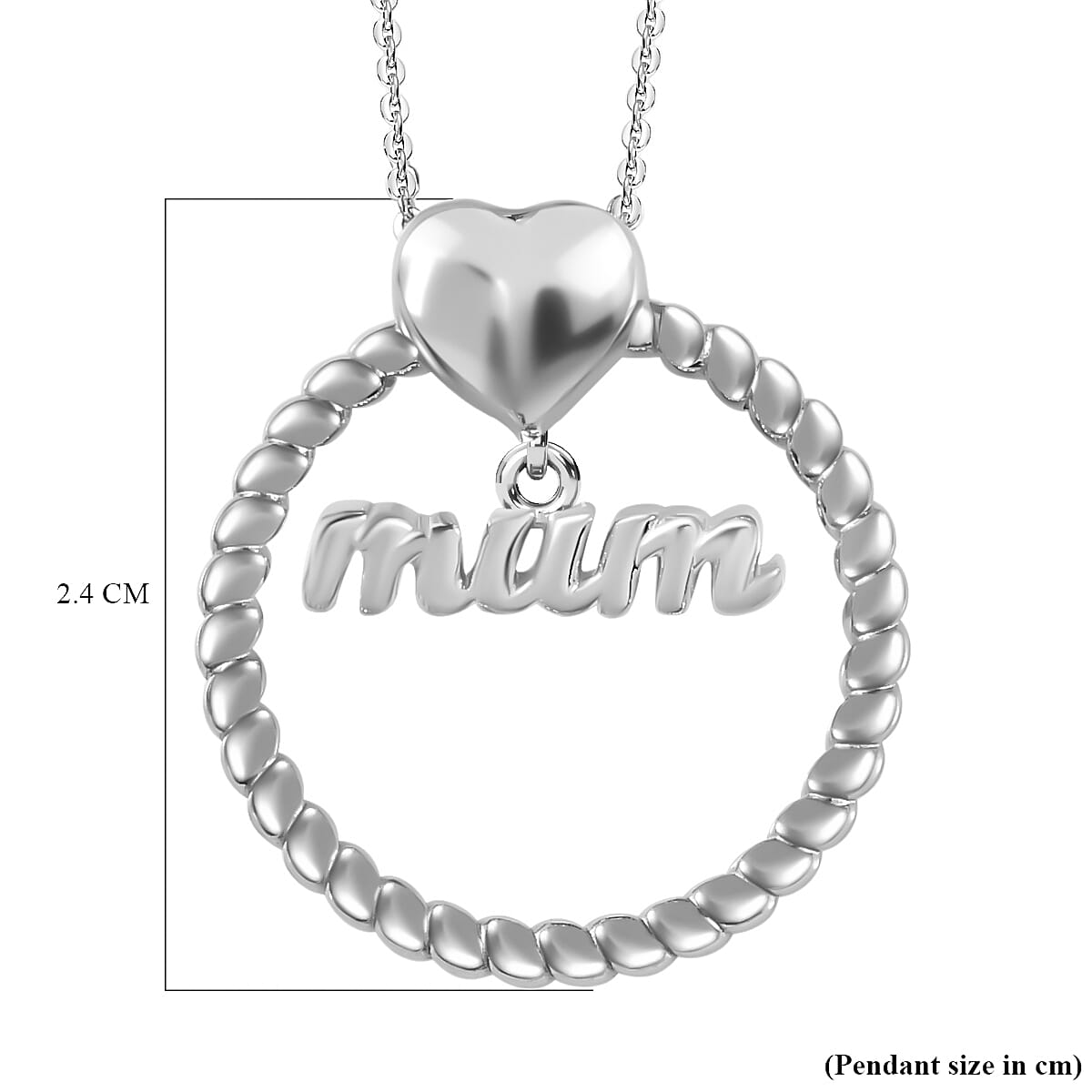 Pendant with Chain (Size 20) in Platinum Overlay Sterling Silver  Wt. 6.9 Gms
