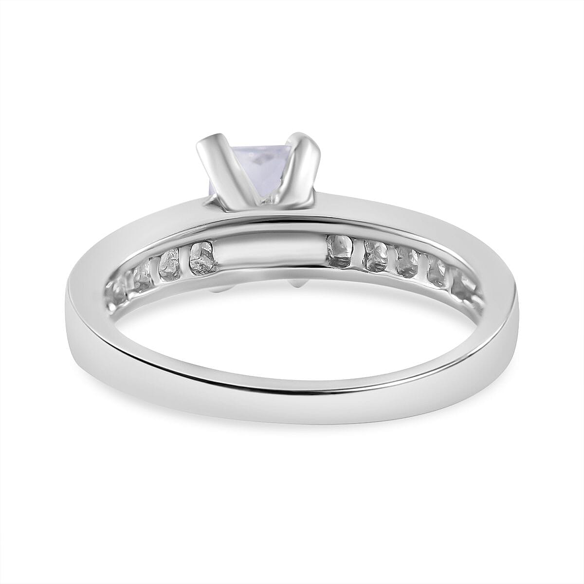 Set of 2 -  White Cubic Zirconia Ring in Rhodium Overlay Sterling Silver 0.98 ct  Silver Wt. 5.63 Gms  3.610  Ct.