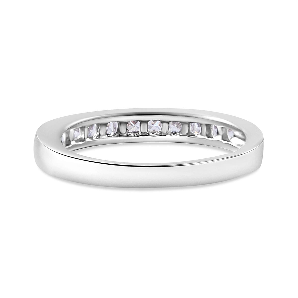 Set of 2 -  White Cubic Zirconia Ring in Rhodium Overlay Sterling Silver 0.98 ct  Silver Wt. 5.63 Gms  3.610  Ct.