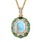 Ethiopian Welo Opal, Natural Zircon & Emerald Pendant with Chain (Size 20) in 18k Vermeil YG Plated Sterling Silver 2.50 Ct.