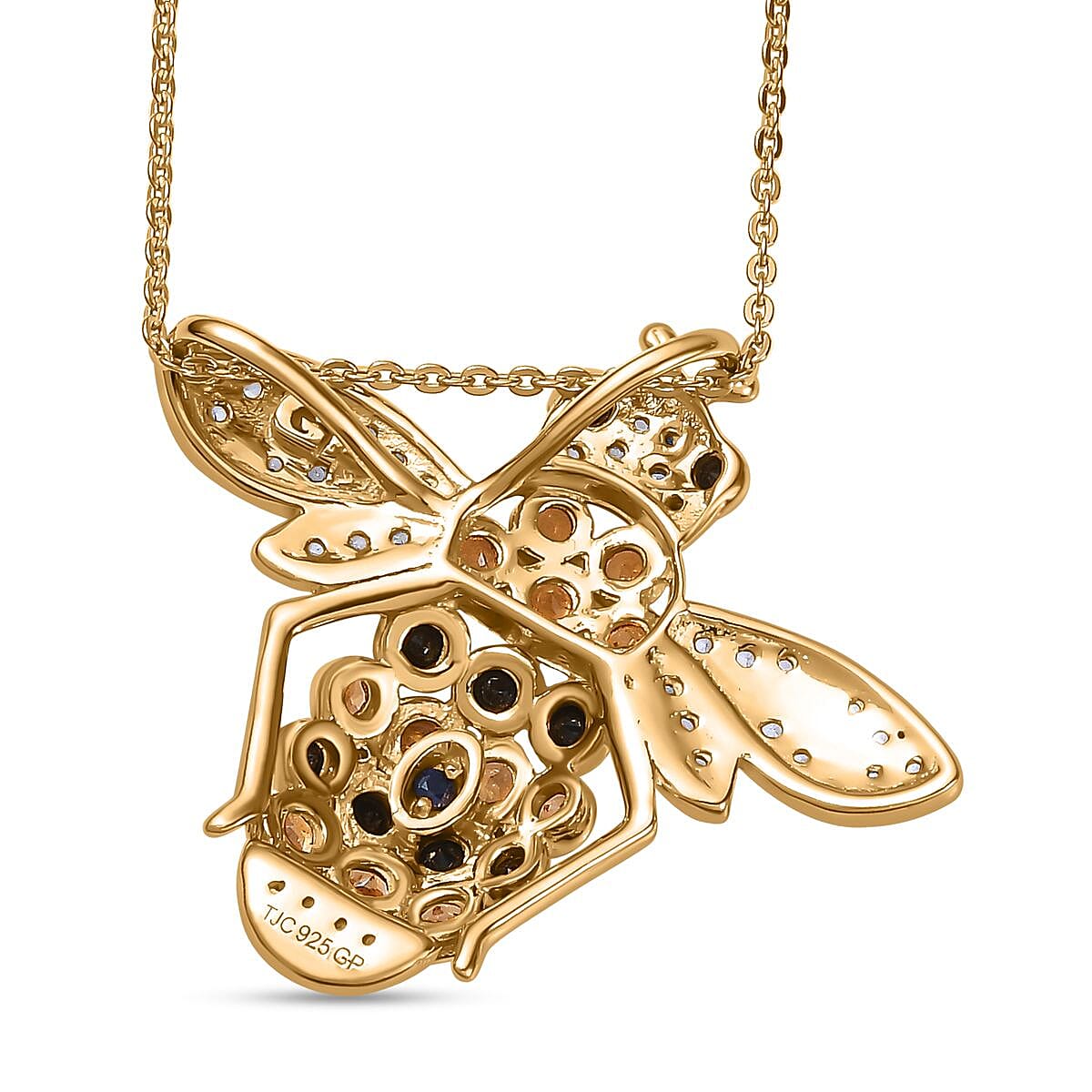 GP Honeycomb Collection - Citrine, Black Spinel & Zircon Pendant with Chain (Size 20) in 18K Gold Vermeil Sterling Silver 1.26 Ct. GP Honeycomb Collection - Citrine, Black Spinel & Zircon Pendant with Chain (Size 20) in 18K Gold Vermeil Sterling Silver 1.26 Ct.