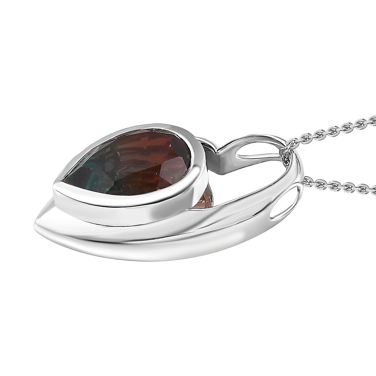 Aqua Terra Costa Quartz Pendant with Chain (Size 20) in Platinum Overlay Sterling Silver 6.40 Ct, Silver Wt 5.45 GM