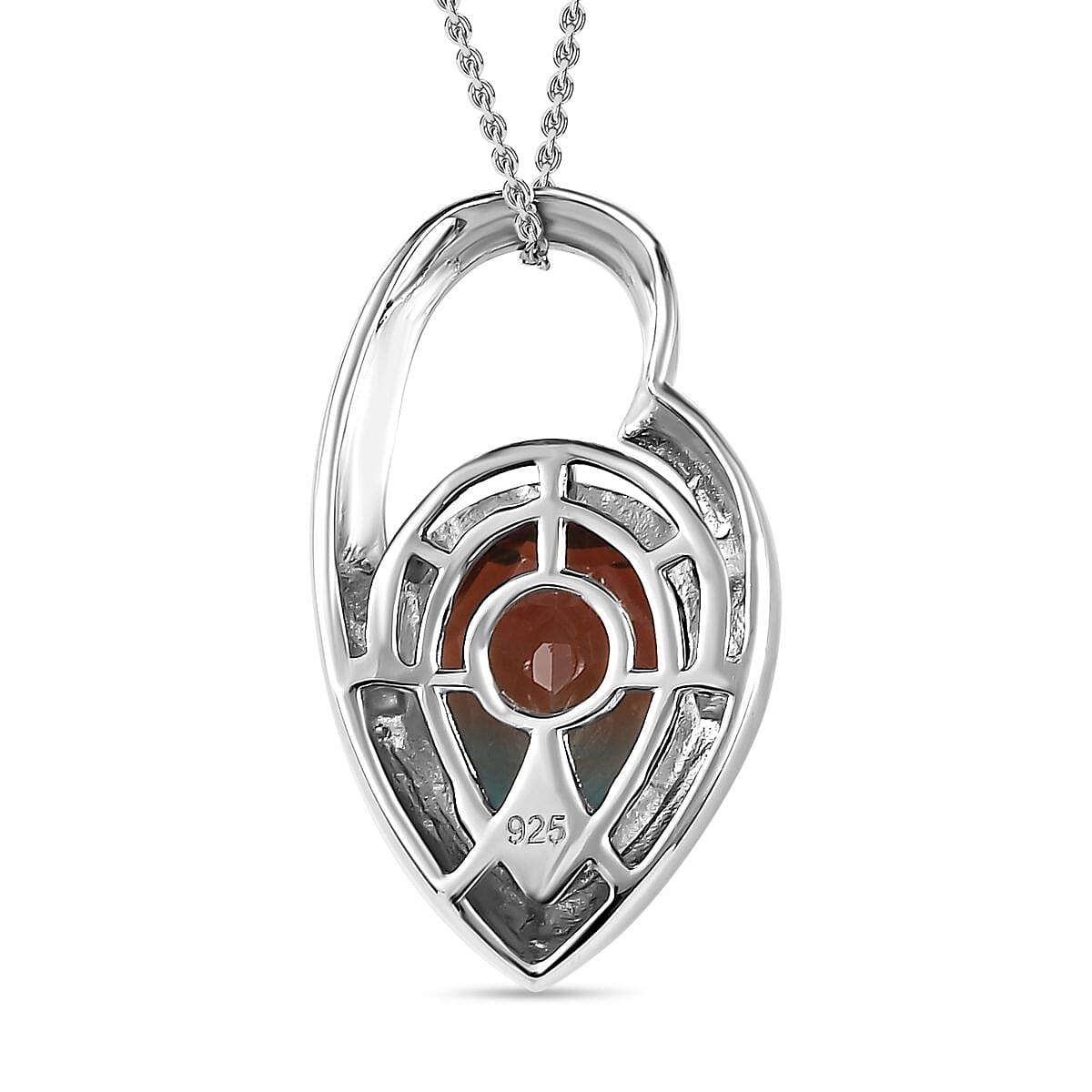 Aqua Terra Costa Quartz Pendant with Chain (Size 20) in Platinum Overlay Sterling Silver 6.40 Ct, Silver Wt 5.45 GM