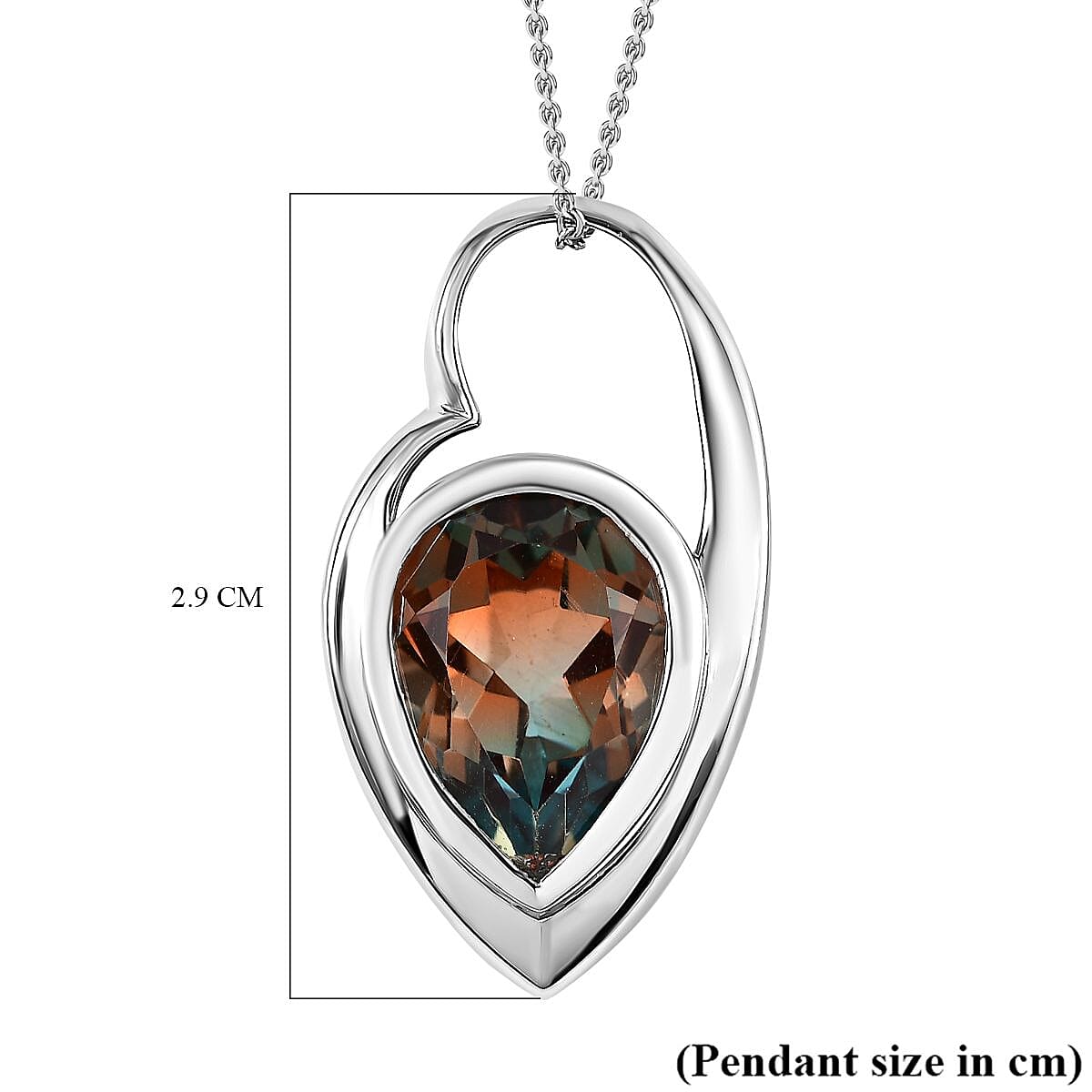 Aqua Terra Costa Quartz Pendant with Chain (Size 20) in Platinum Overlay Sterling Silver 6.40 Ct, Silver Wt 5.45 GM