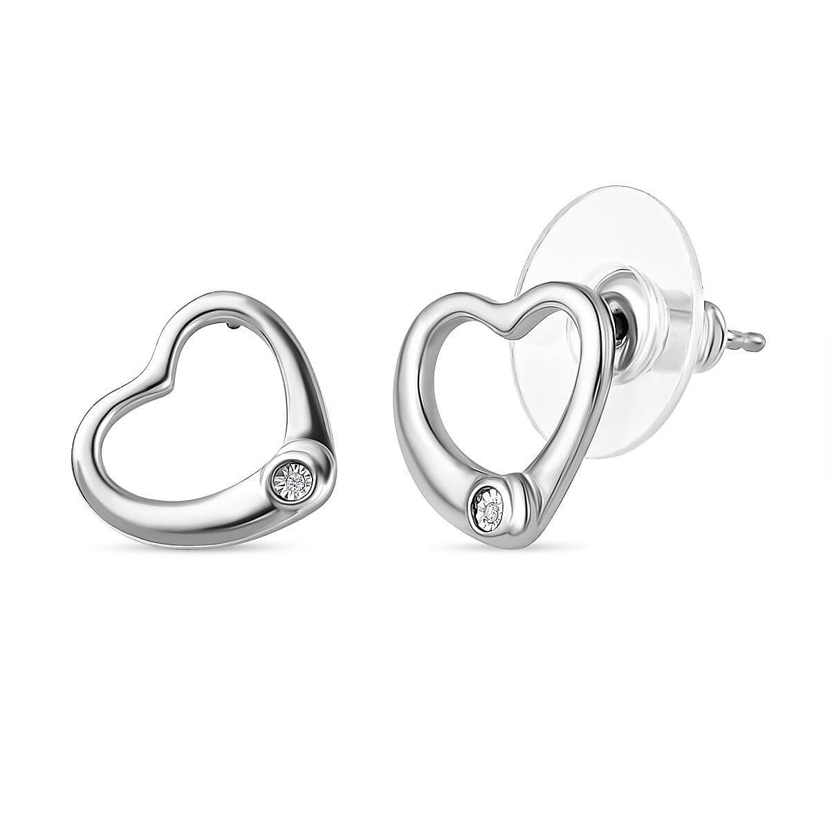  2 Piece Set - Diamond Heart Earrings and Pendant
